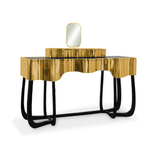 original design sideboard table / mahogany / polished brass / with drawer