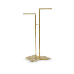 2-bar towel rack / floor-standing / brass