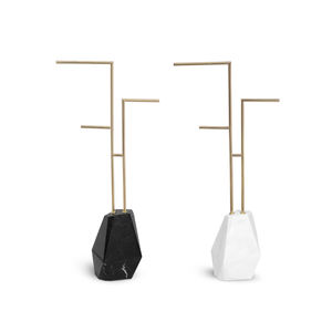 3-bar towel rack / floor-standing / brass / marble
