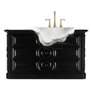 free-standing washbasin cabinet / wooden / marble / original design