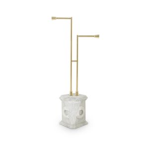 2-bar towel rack / floor-standing / brass / marble