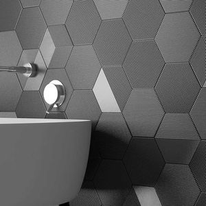 hexagonal tile / wall / ceramic / textured