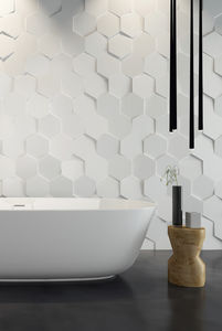 bathroom tile / wall / ceramic / embossed
