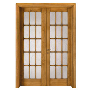 indoor door / swing / solid wood / double-leaf