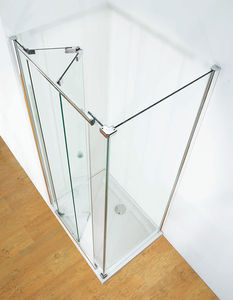 glass shower cubicle / rectangular / with folding door