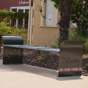 public bench / contemporary / wooden / steel