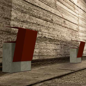 public bench / contemporary / wooden / steel