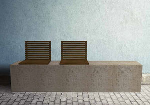public bench / contemporary / wooden / steel