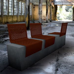 public bench / contemporary / wooden / steel
