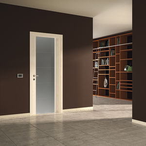 indoor door / swing / solid wood / glazed