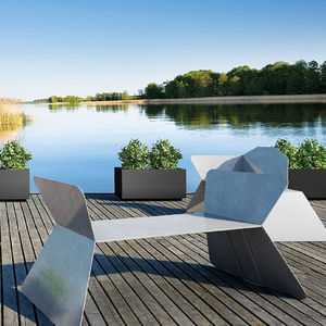 public bench / contemporary / sheet steel / with backrest