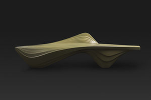 public bench / original design / concrete / with backrest