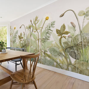 contemporary wallpaper / linen / vinyl / floral pattern