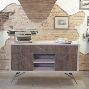 contemporary sideboard / metal / solid wood / oak