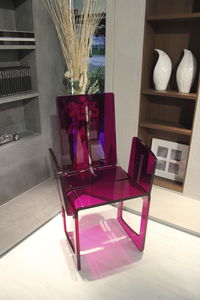 contemporary chair / Plexiglas® / with armrests / sled base