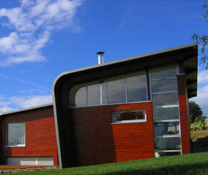 steel cladding / smooth / panel / wood look