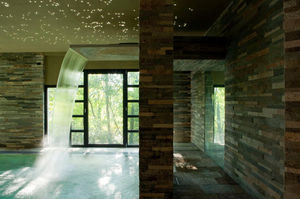 porcelain stoneware wall cladding panel / pool / stone look