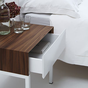 contemporary bedside table / wooden / painted steel / rectangular