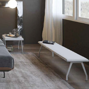 contemporary upholstered bench / metal / fabric