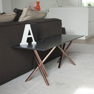contemporary coffee table / tempered glass / aluminum / galvanized steel