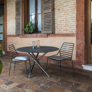 contemporary table / aluminum / round / outdoor