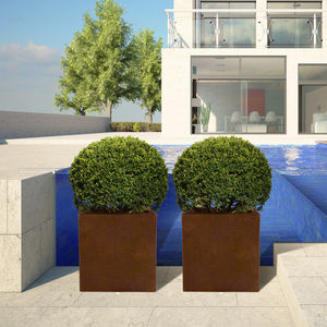 COR-TEN® steel planter / fiberglass / square / contemporary