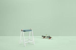 contemporary stool / wooden / metal / upholstered