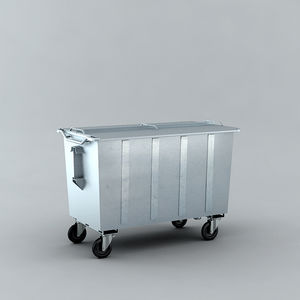 container trash can / sheet steel / concrete / on casters