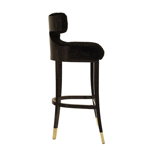traditional bar stool / wooden / wool / upholstered