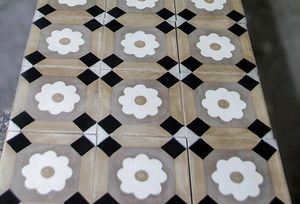 indoor encaustic cement tile / floor / floral / handmade