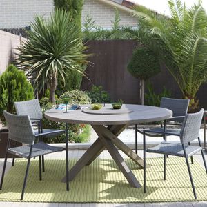 contemporary table / teak / round / garden