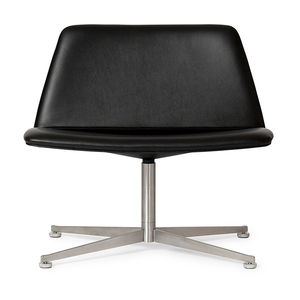 contemporary fireside chair / fabric / leather / chrome steel