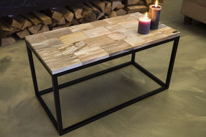 contemporary coffee table / petrified wood / rectangular / contract