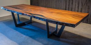 contemporary dining table / epoxy / hardwood / solid wood