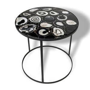 contemporary side table / natural stone / round / outdoor