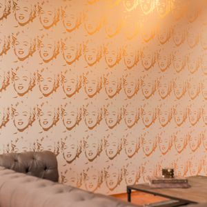 contemporary wallpaper / polyester / patterned / white