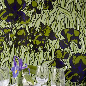 contemporary wallpaper / polyester / floral pattern / hand-printed
