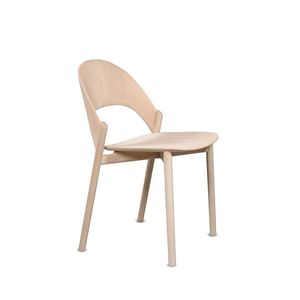Scandinavian design chair / stackable / solid wood / walnut