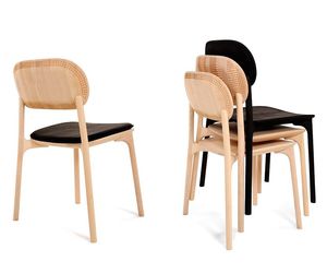 Scandinavian design chair / with removable cushion / oak / walnut