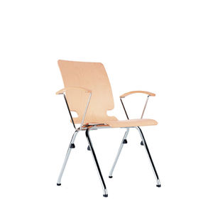 contemporary visitor chair / with armrests / stackable / tablet