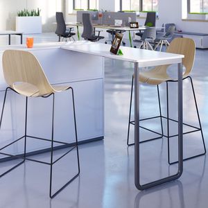 contemporary bar chair / with footrest / cantilever / wooden