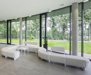 modular upholstered bench / contemporary / fabric / leather