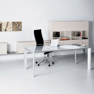 low filing cabinet / aluminum / wood veneer / modular