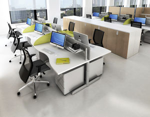 workstation desk / wood veneer / steel / melamine