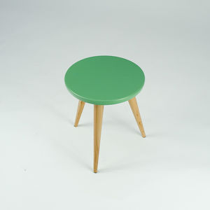contemporary side table / beech / resin / round