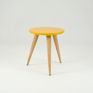 contemporary side table / beech / resin / round