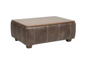 contemporary coffee table / leather / fabric / rectangular