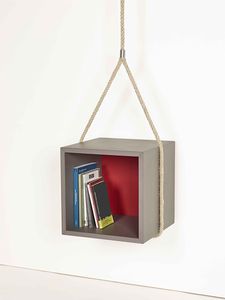 contemporary bedside table / lacquered MDF / rope / square