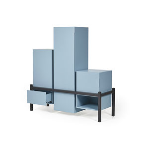 high sideboard / contemporary / lacquered MDF / blue