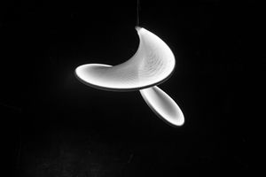 pendant lamp / original design / aluminum / fabric